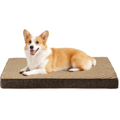 AIPERRO AIPERRO Quilted Rabbit-Fur Memory Foam Orthopedic Pillow Bolster Dog & Cat Bed with Removable Cover, Brown, Large