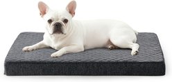 AIPERRO Quilted Rabbit-Fur Memory Foam Orthopedic Pillow Bolster Dog & Cat Bed with Removable Cover, Grey, Medium