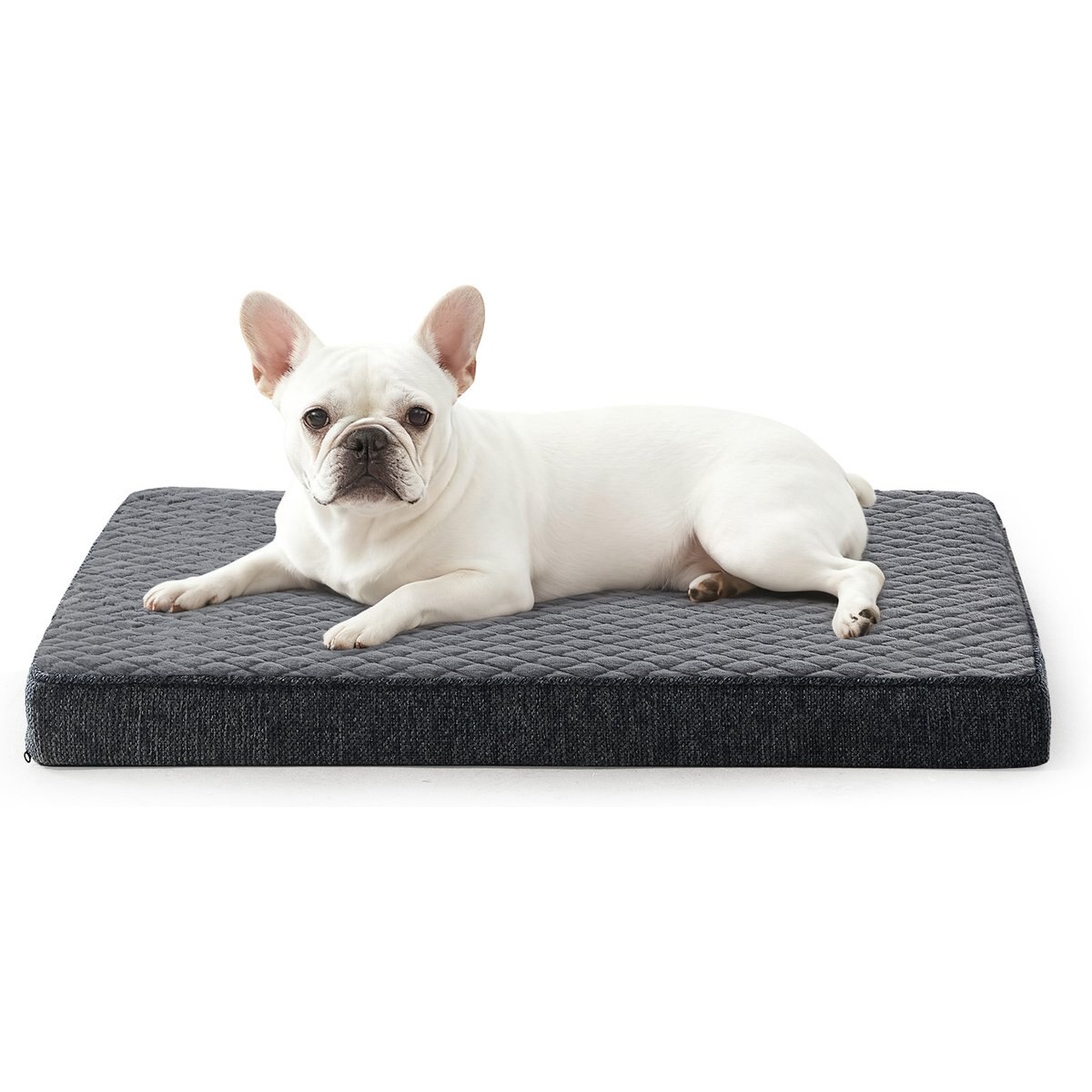 AIPERRO Quilted Rabbit-Fur Memory Foam Orthopedic Pillow Bolster Dog & Cat Bed with Removable Cover, Grey, Medium