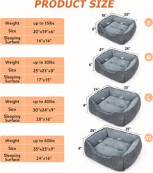 AIPERRO Cuddler Flannel Square Machine Washable Bolster Dog & Cat Bed, Grey, Large slide 2 of 7