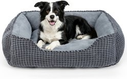 AIPERRO Cuddler Flannel Square Machine Washable Bolster Dog & Cat Bed, Grey, Large
