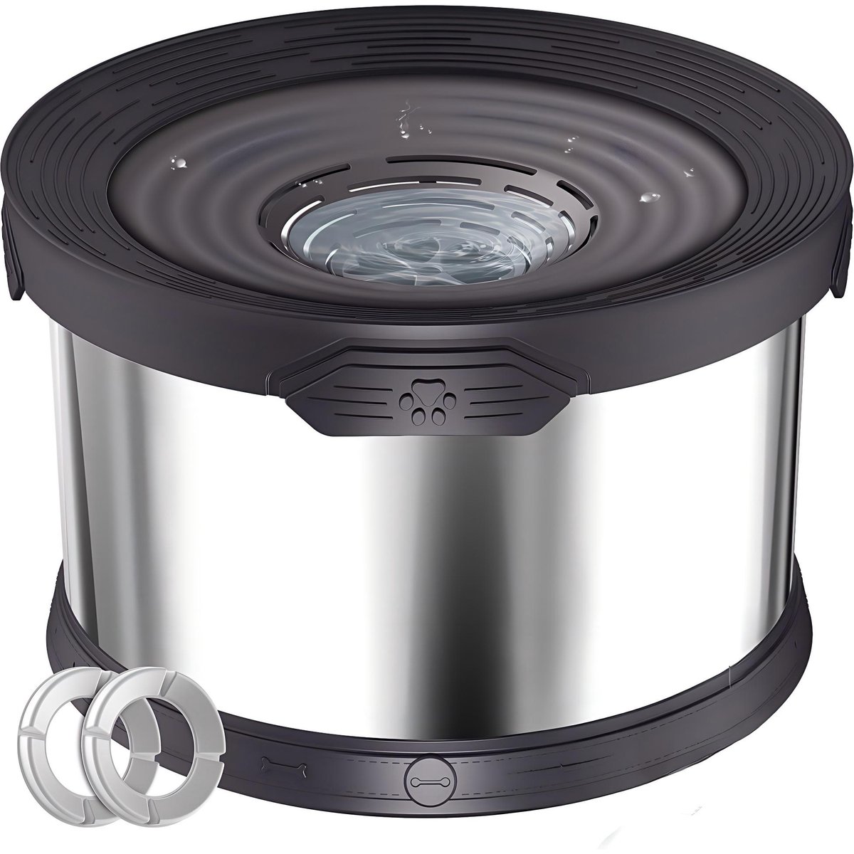 UPSKY Indoor/Outdoor Spill-Proof Anti-Splash Non-Skid Stainless Steel Slow Feeder Dog Water Bowl, 2.6-gal, Black