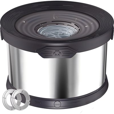 UPSKY UPSKY Indoor/Outdoor Spill-Proof Anti-Splash Non-Skid Stainless Steel Slow Feeder Dog Water Bowl, 2.6-gal, Black