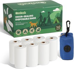 Covfresh Odor Blocking Unscented Dog Poop Bag Roll, White, Small, 140 count