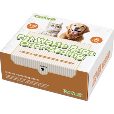 Covfresh Covfresh Odor Blocking Unscented Cat Litter Bags with Handles, White, Small, 200 count