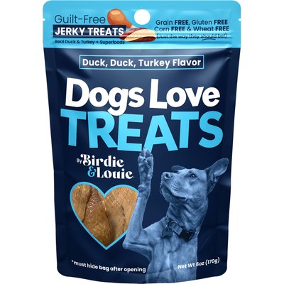 Birdie & Louie Birdie & Louie Duck, Duck, Turkey Jerky Dog Treats, 6-oz bag