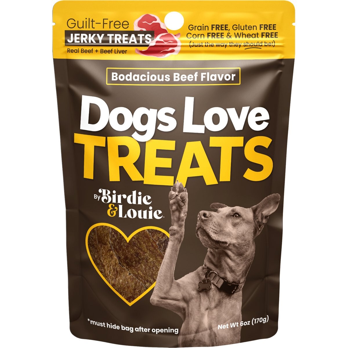 Birdie & Louie Bodacious Beef Jerky Dog Treats, 6-oz bag