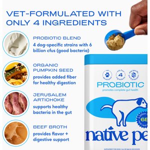 Native Pet Probiotic Vet-Formulated Powder Digestive Supplement for Dogs, 8.2-oz