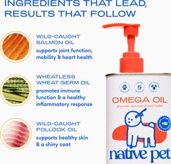 Native Pet Joint, Skin & Coat, Digestive Fiber Bundle: Omega Oil, 8-fl oz + Pumpkin Powder for Dogs & Cats, 8-fl oz slide 2 of 9