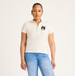 Jill Martin Personalized Embroidered Pet Women's Terry Polo, White, X-Small