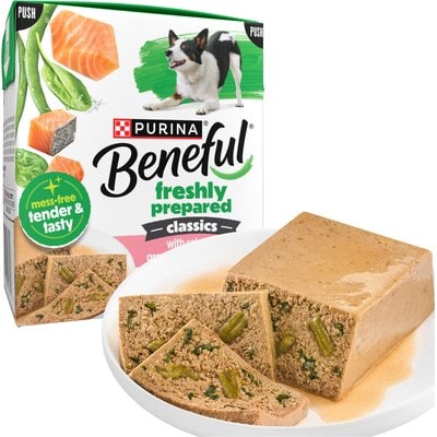 Purina Beneful Purina Beneful Freshly Prepared High Protein Classics with Salmon, Green Beans & Spinach Chunks in Gravy Wet Dog Food, 9.5-oz carton, 6 count