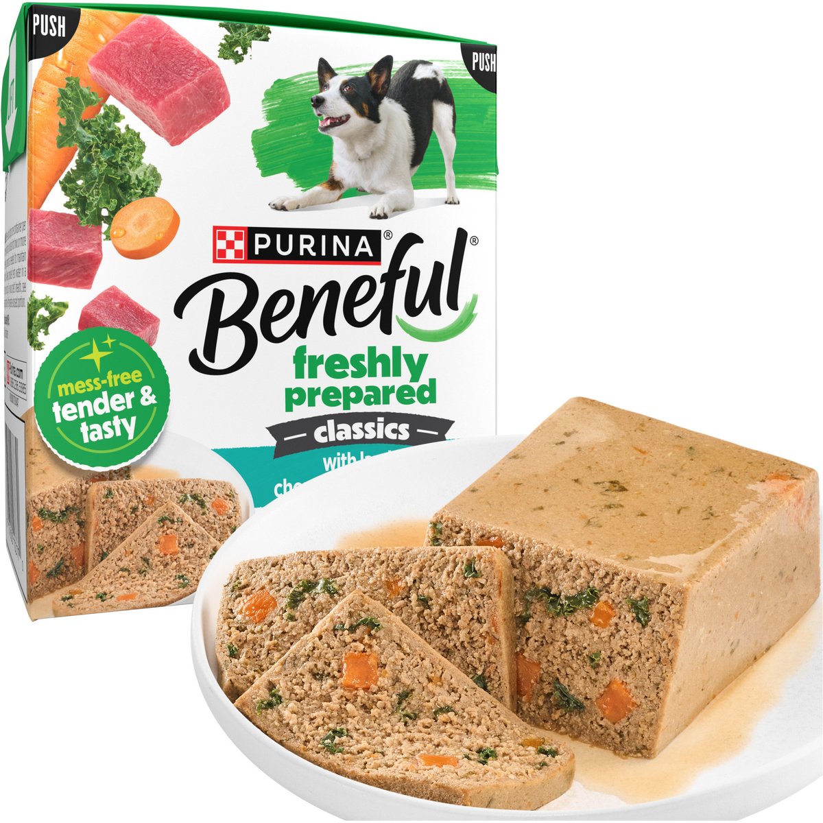 Purina Beneful Freshly Prepared High Protein Classics with Lamb, Kale & Carrots Chunks in Gravy Wet Dog Food, 9.5-oz carton, 6 count