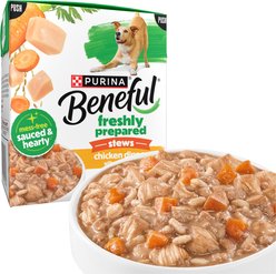 Purina Beneful Freshly Prepared Stews High Protein Chicken Dinner with Carrots & Rice Chunks in Gravy Wet Dog Food, 9.5-oz carton, 6 count