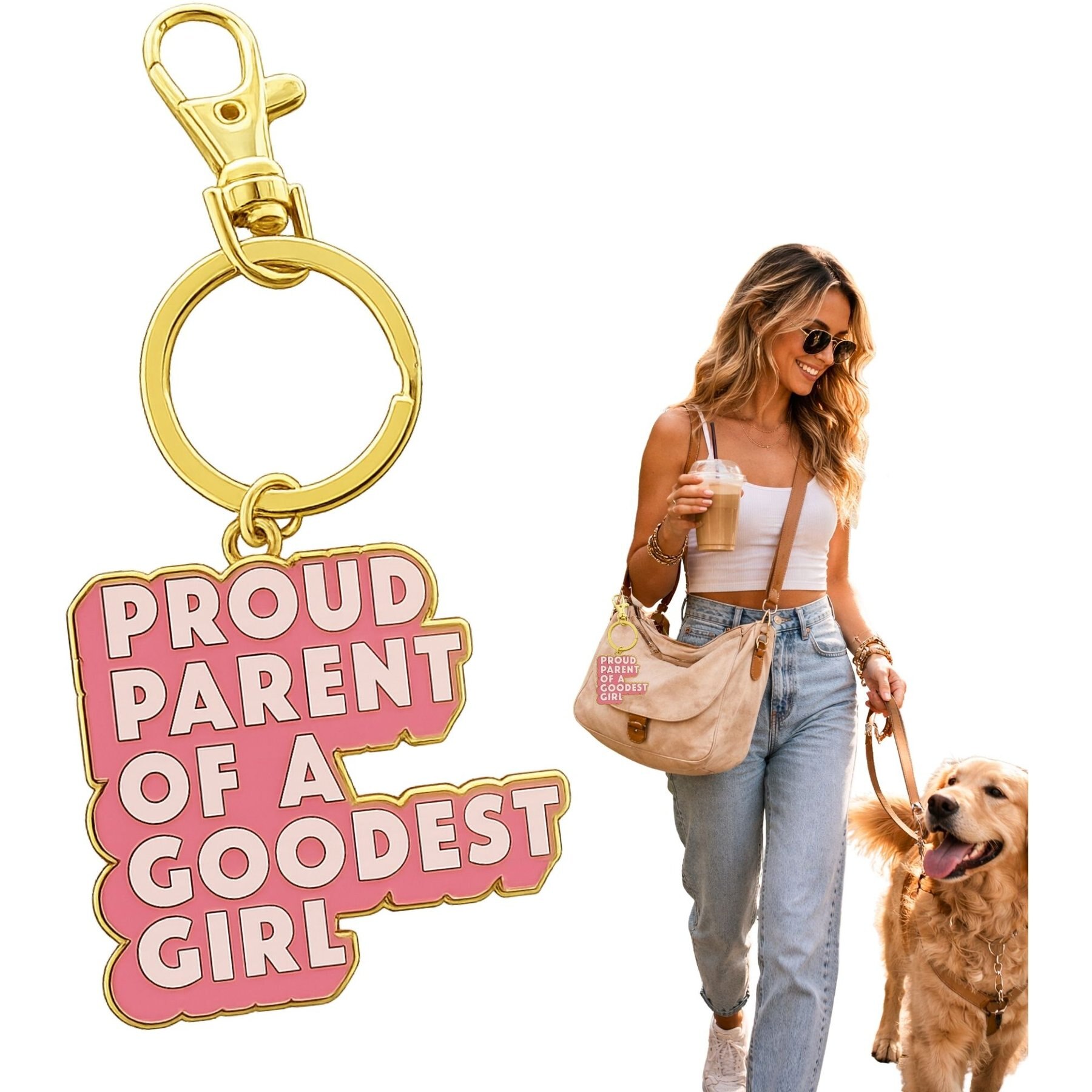 Sweet Paws x Five Dot Post Proud Parent of a Goodest Girl Enamel Bag Charm Keyring