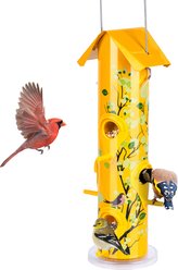Kingsyard Metal Tube Wild Bird Feeder for Small Birds, Golden Yellow