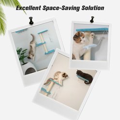 Coziwow Wall Mounted Floating Wood Scratching Post Cat Wall Shelves & Perches, Ocean Blue, Set of 5 slide 2 of 9