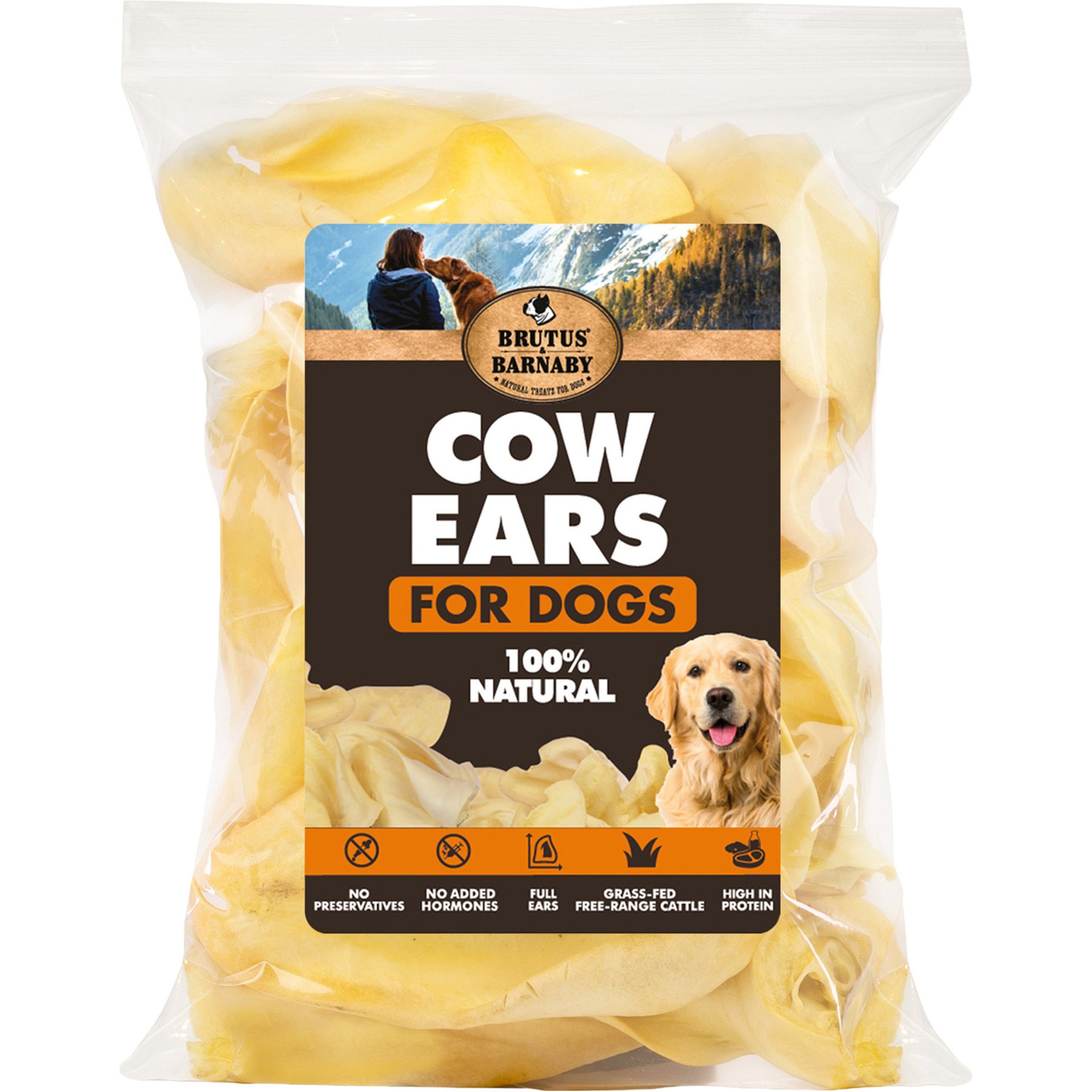 Brutus & Barnaby Premium Whole Cow Ears Puppy Natural Dog Chew - 15 count