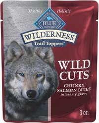 Blue Buffalo Wilderness Trail Toppers Wild Cuts Salmon Bites in Hearty Gravy Natural High-Protein Dog Wet Food, 3-oz pouch, 24 count