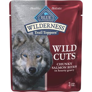 Blue Buffalo Wilderness Trail Toppers Wild Cuts Salmon Bites in Hearty Gravy Natural High-Protein Dog Wet Food, 3-oz pouch, 24 count