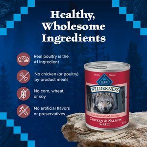 Blue Buffalo Wilderness Chicken & Salmon High-Protein Grain-Free Adult Canned Dog Food, 12.5-oz, case of 12