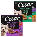 Cesar Classic Loaf in Sauce Beef Recipe, Filet Mignon, Grilled Chicken, & Porterhouse Steak Flavors Variety Pack + Poultry Variety Pack Small Breed Wet Dog Food