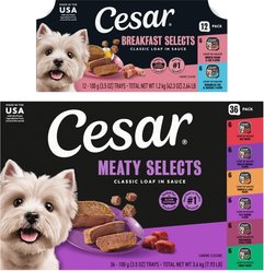 Cesar Classic Loaf in Sauce Variety Pack + Breakfast Classic Loaf in Sauce Variety Pack Small Breed Wet Dog Food