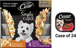 Cesar Classic Loaf in Sauce Beef Recipe Wet Food + Simply Crafted Variety Pack Adult Wet Dog Food Meal Topper