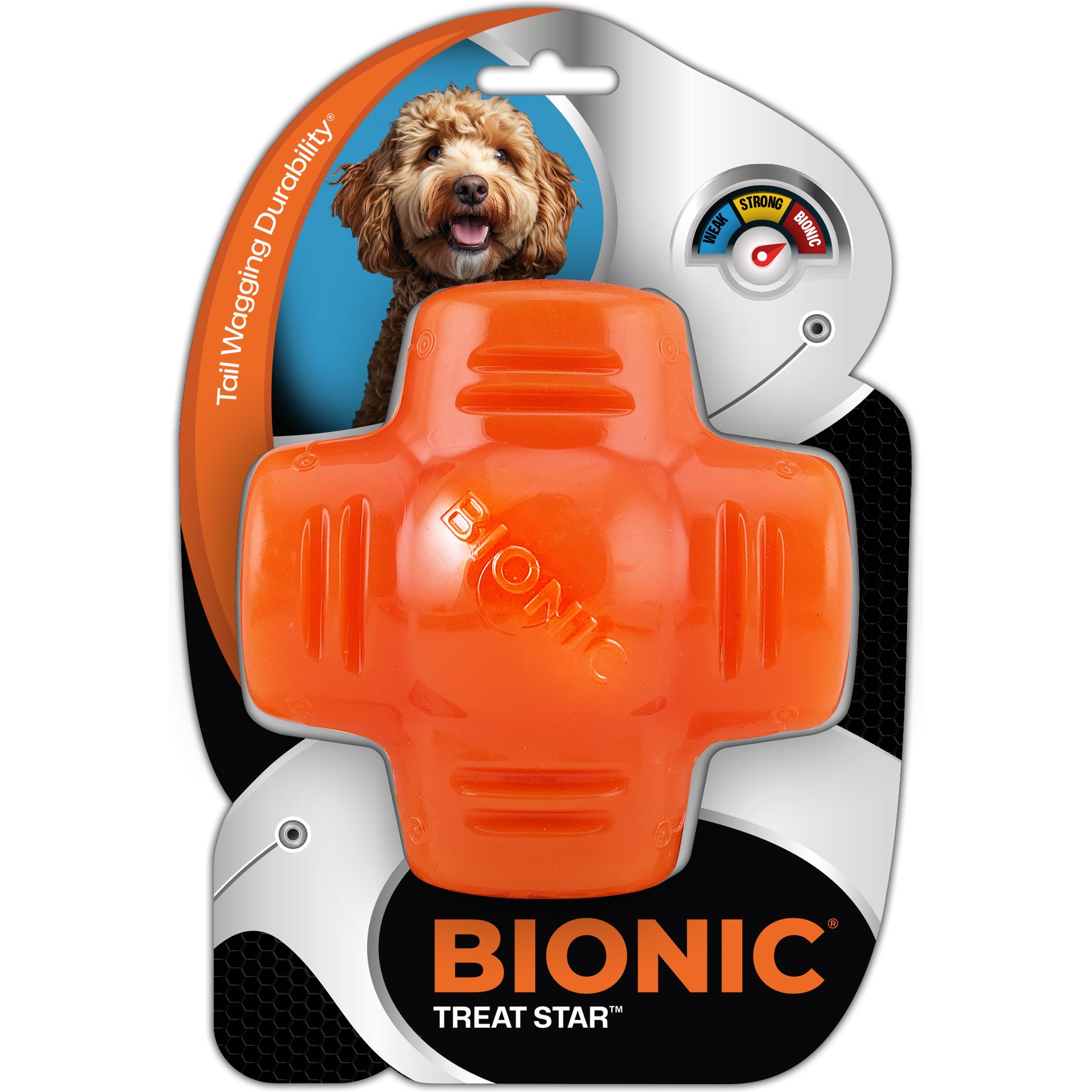 Bionic High-Visibility Tough Chewer Treat Dispenser Dog Toy, Orange