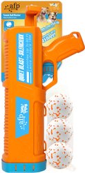 allforpaws Wag Play Tennis Ball Blaster Pro 60-ft Training Launcher Dog Toy, Orange, 16.1 x 3.9 x 8.3-in