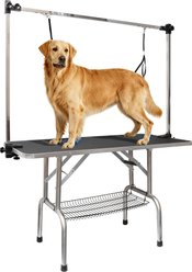 PawsNestParlor Foldable Dog Bath Grooming Table with Adjustable Height Arm, Black, 46-in