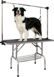 PawsNestParlor Foldable Dog Bath Grooming Table with Adjustable Height Arm, Black, 36-in