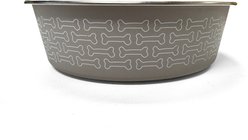 PetRageous Designs Capri Stainless Steel Non-Slip Dog Bowl with Bone Pattern, Taupe, Large: 6.5-cup slide 1 of 4