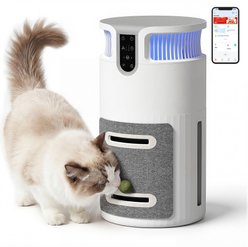 Alifuraha HEPA Filter 300 Sqft Coverage Smart App Control Cat Air Purifier with Scratcher & Catnip Ball, White