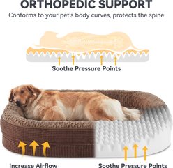 MIXJOY Oval Non-Slip Bottom Washable Cover Memory Foam Bolster Dog Bed, Brown, X-Large slide 2 of 8