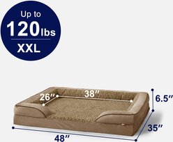 MIXJOY Orthopedic C-Shaped Luxurious Fish Scale Pattern Anti-Slip Bottom Memory Foam Bolster Dog Bed, Brown, XX-Large slide 2 of 8