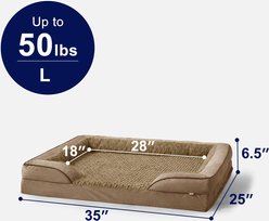 MIXJOY Orthopedic C-Shaped Luxurious Fish Scale Pattern Anti-Slip Bottom Memory Foam Bolster Dog Bed, Brown, Large slide 2 of 8