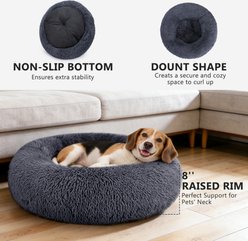 MIXJOY Ultra Soft Machine Washable Bolster Dog & Cat Bed, Dark Grey, Medium slide 2 of 8