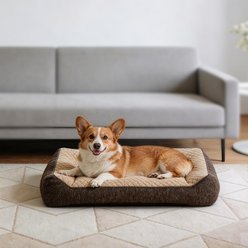 MIXJOY Orthopedic Rabbit Fur Quilted Sofa Style Removable Cover Bolster Dog Bed, Brown, Large Plus