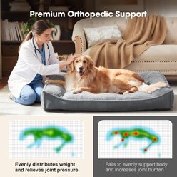 MIXJOY Orthopedic Waterproof Anti-Slip Bottom Dog Sofa Bed with Armrest, Grey, Large slide 2 of 9