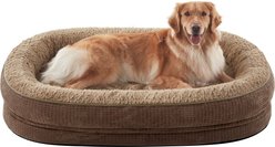 MIXJOY Oval Non-Slip Bottom Washable Cover Memory Foam Bolster Dog Bed, Brown, X-Large