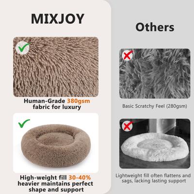 Show full view: MIXJOY Ultra Soft Machine Washable Bolster Dog & Cat Bed, Brown, X-Small slide 4 of 8
