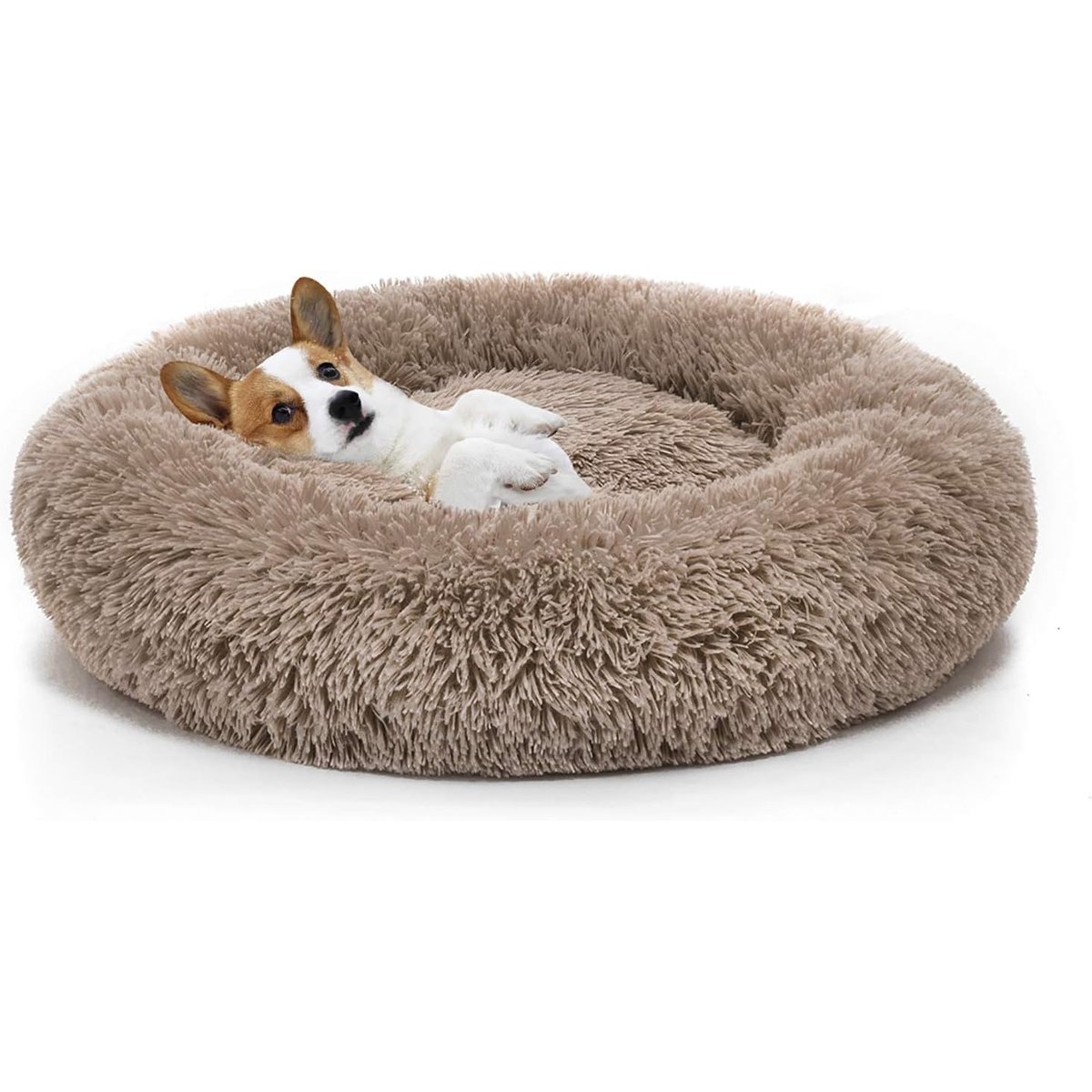 MIXJOY Ultra Soft Machine Washable Bolster Dog & Cat Bed, Brown, Small