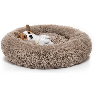 MIXJOY MIXJOY Ultra Soft Machine Washable Bolster Dog & Cat Bed, Brown, Small