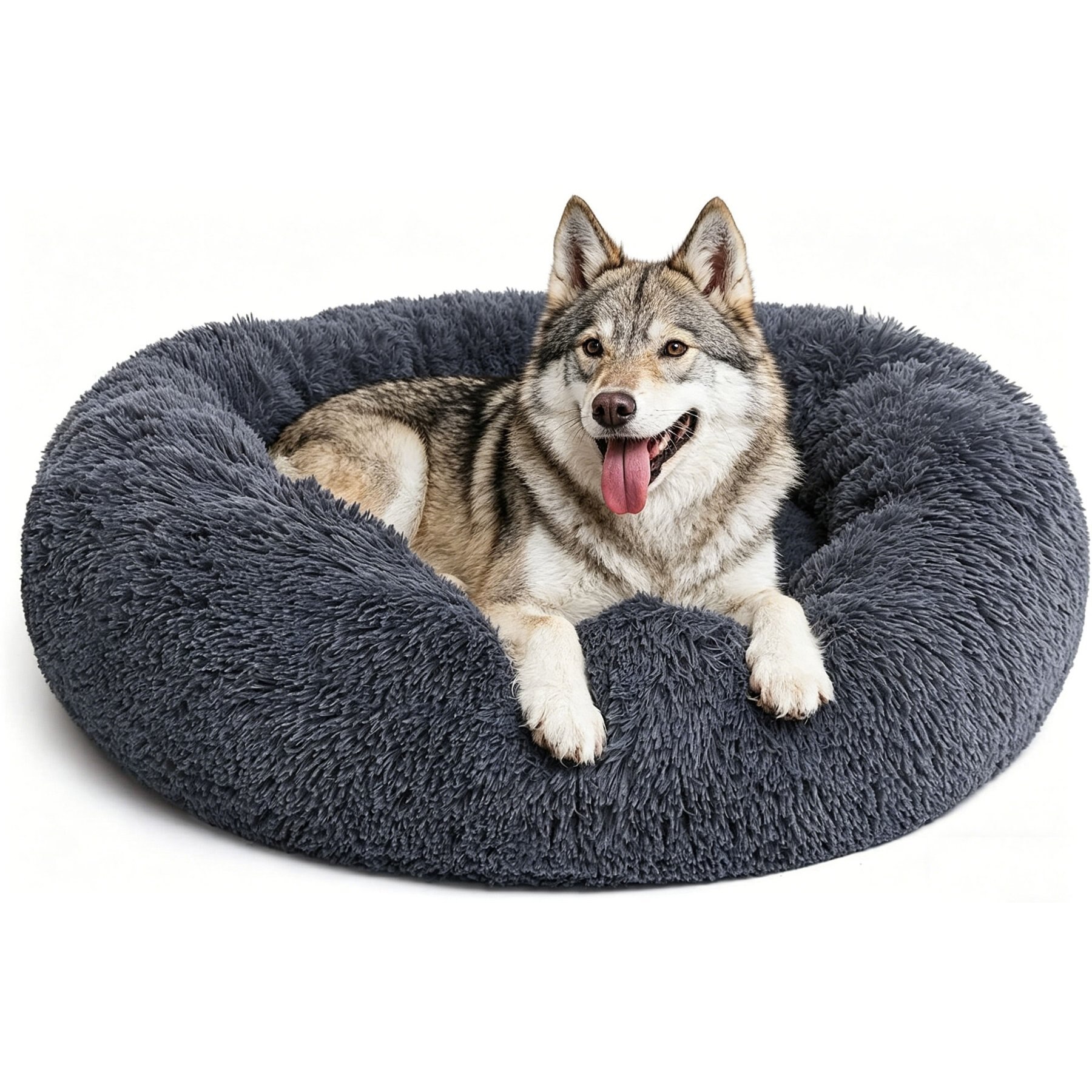 MIXJOY Ultra Soft Machine Washable Bolster Dog & Cat Bed, Dark Grey, Large