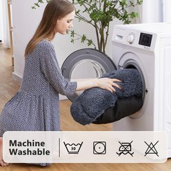 MIXJOY Ultra Soft Machine Washable Bolster Dog & Cat Bed, Dark Grey, Large slide 2 of 7