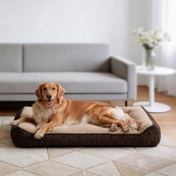 MIXJOY Orthopedic Rabbit Fur Quilted Sofa Style Removable Cover Bolster Dog Bed, Brown, XX-Large