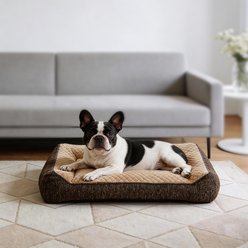 MIXJOY Orthopedic Rabbit Fur Quilted Sofa Style Removable Cover Bolster Dog Bed, Brown, Large slide 1 of 8