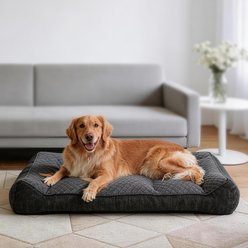 MIXJOY Orthopedic Rabbit Fur Quilted Sofa Style Removable Cover Bolster Dog Bed, Grey, XX-Large