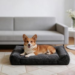 MIXJOY Orthopedic Rabbit Fur Quilted Sofa Style Removable Cover Bolster Dog Bed, Grey, Large Plus