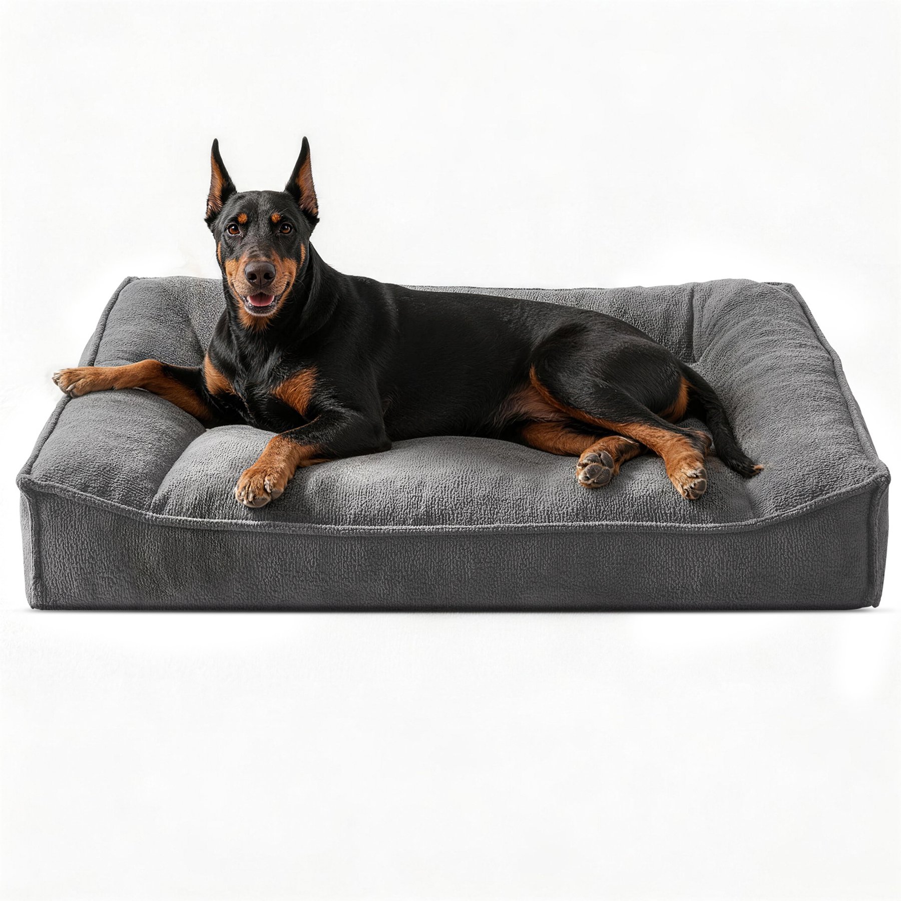 MIXJOY Orthopedic Waterproof Anti-Slip Bottom Dog Sofa Bed with Armrest, Grey, XX-Large